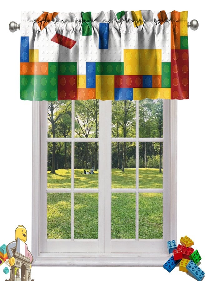 SUNWISHA Valance for Building Blocks Pattern 52x18 Inch Curtain Valance for Bedroom Windows（Style 5） - Image 1
